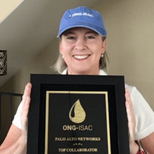 Angela Haun ONG-ISAC Palo Alto award plaque